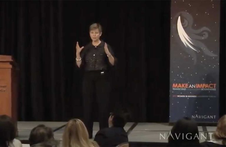 Sally Helgesen speaking at the Navigant Women's Conference